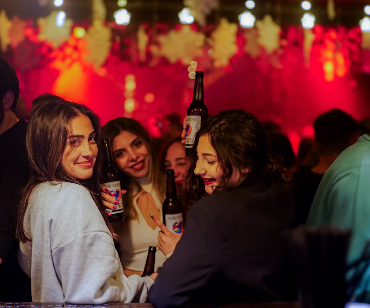 Friends celebrating a birthday at Sakhelosno BAR Tbilisi