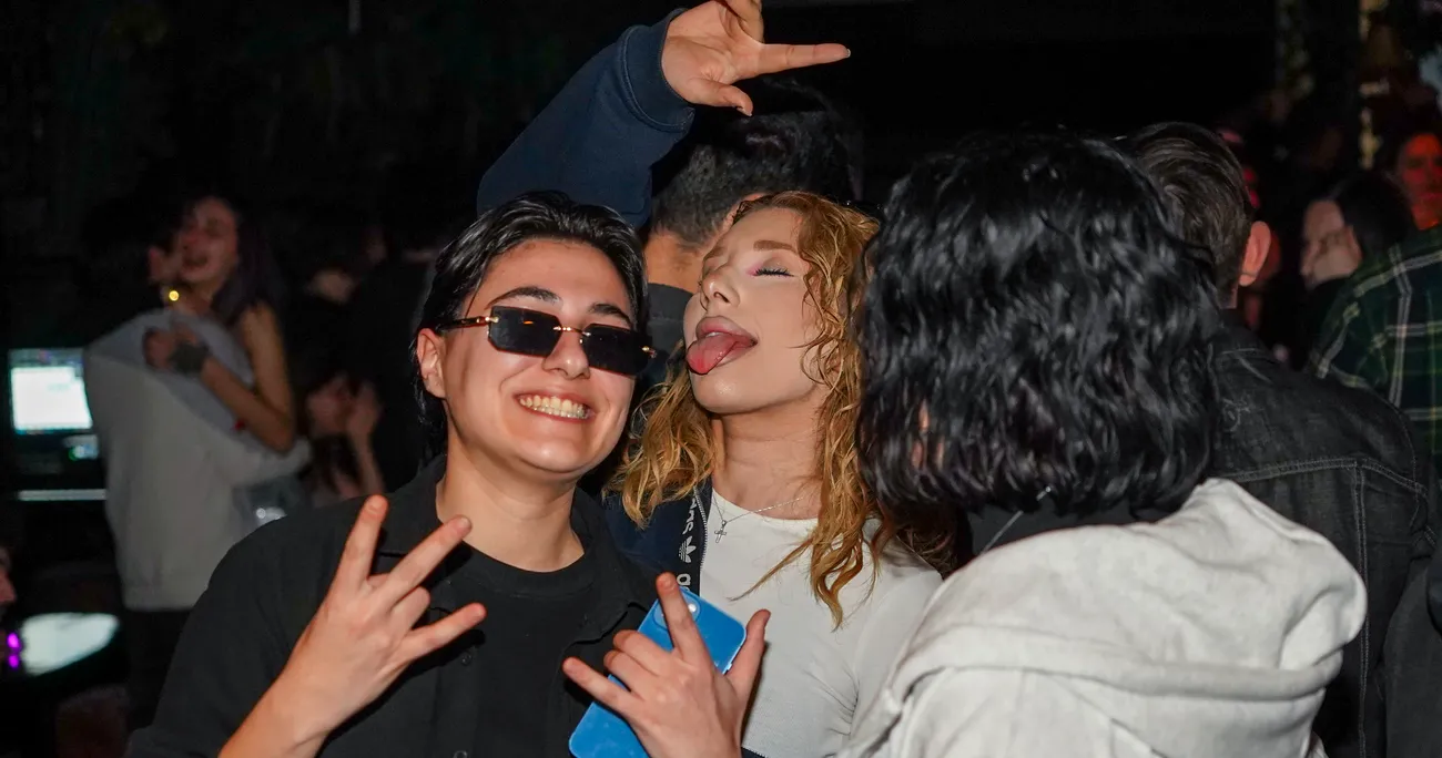 Birthday crew celebrating as the party gets going at Sakhelosno BAR Tbilisi