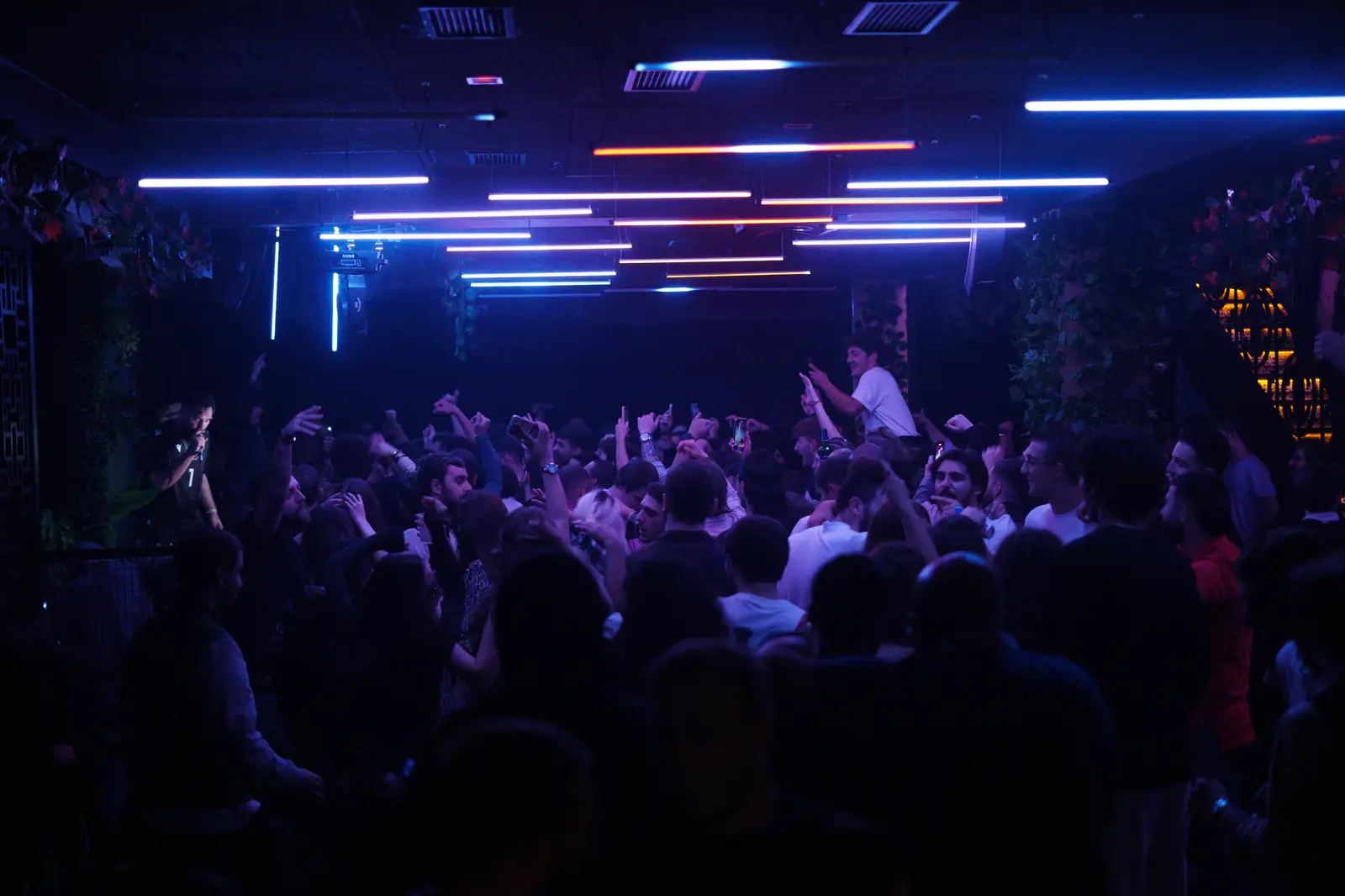 Nightclub open tonight in Tbilisi with neon lights