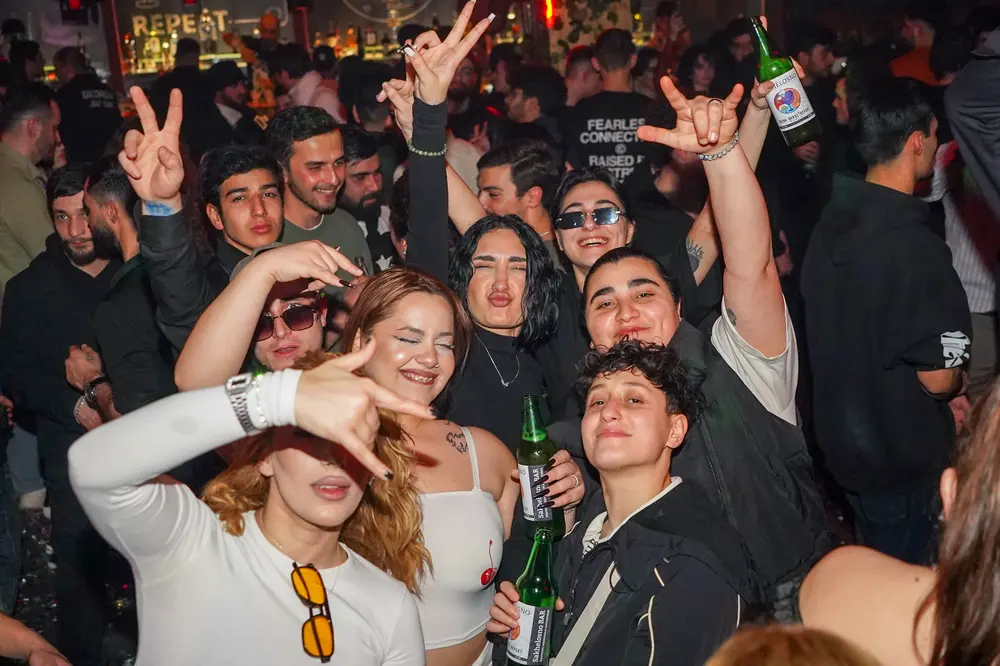 Friends having fun on a weeknight at Sakhelosno BAR Tbilisi